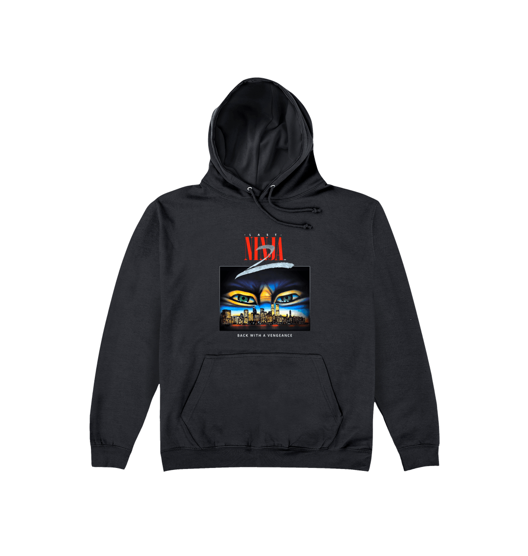 Jet Black Printed Hoody Front