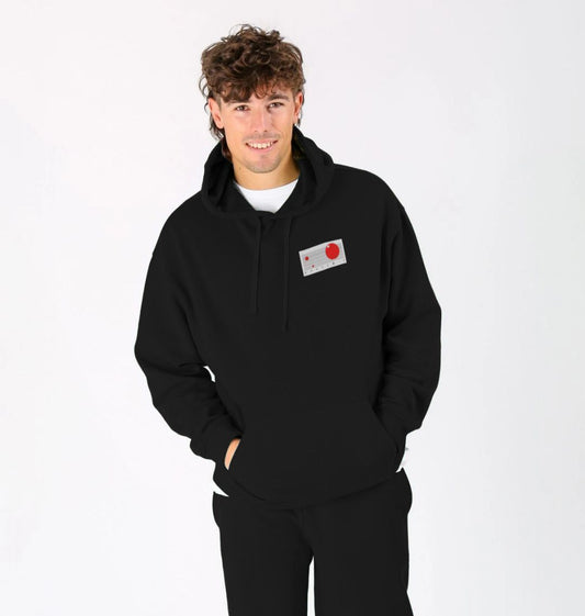 Collectors Limited Edition IK+ Logo Hoodie - Black with Large 22.9 cm High Stitched IK+ Logo on Back and Stitched System 3 Retro Planets Logo on Front