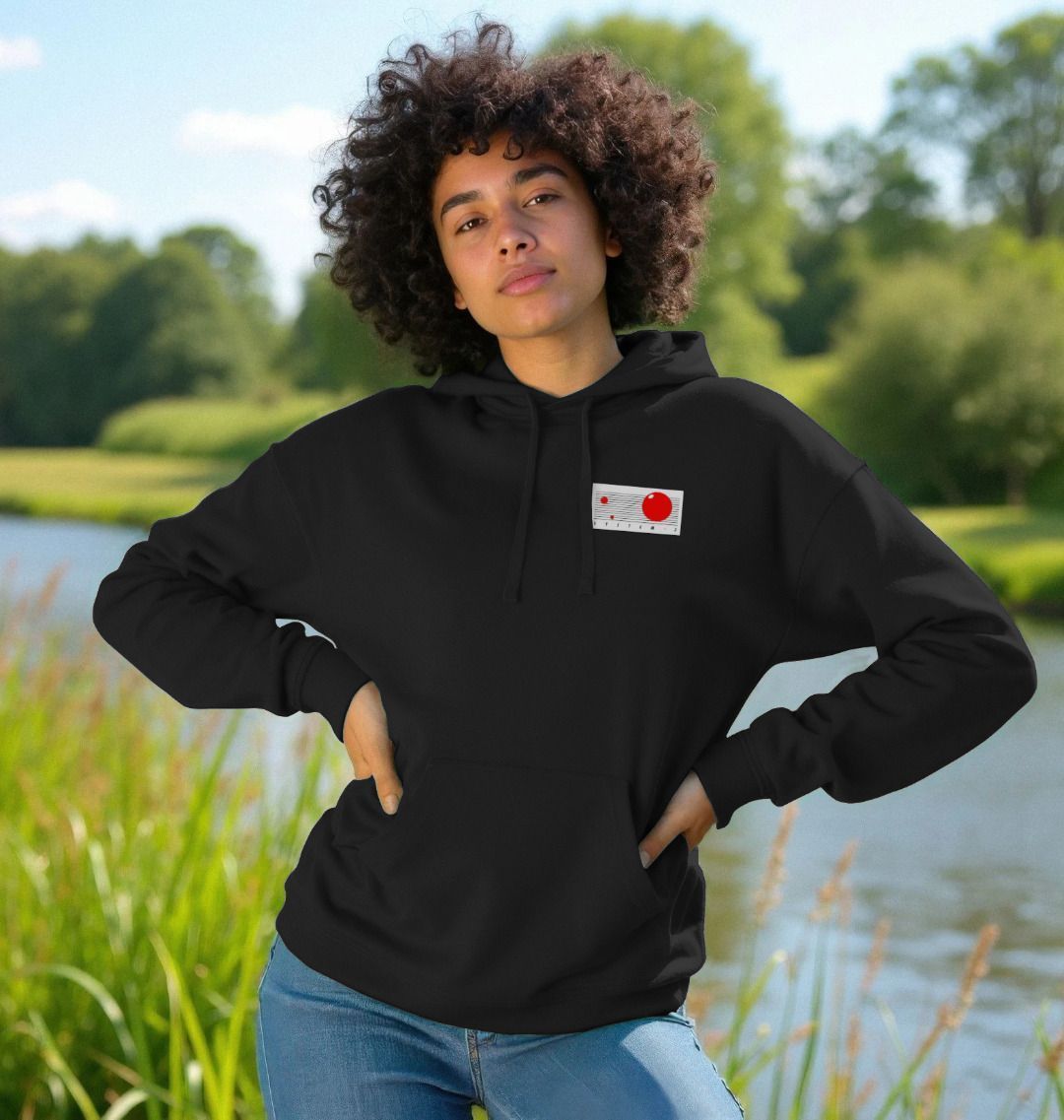 Collectors Limited Edition IK+ Logo Hoodie - Black with Large 22.9 cm High Stitched IK+ Logo on Back and Stitched System 3 Retro Planets Logo on Front