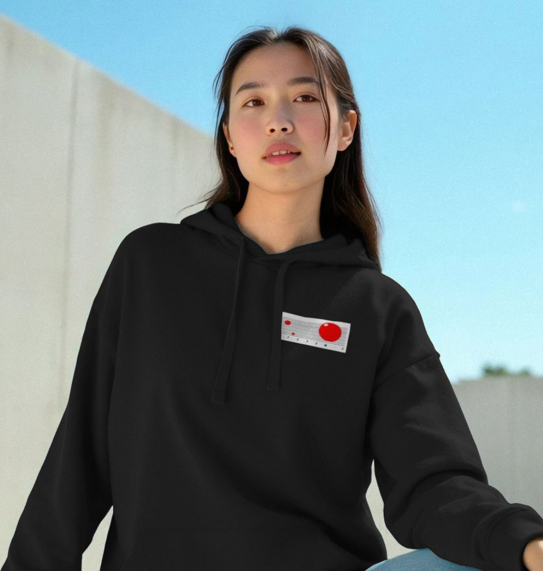 Collectors Limited Edition IK+ Logo Hoodie - Black with Large 22.9 cm High Stitched IK+ Logo on Back and Stitched System 3 Retro Planets Logo on Front