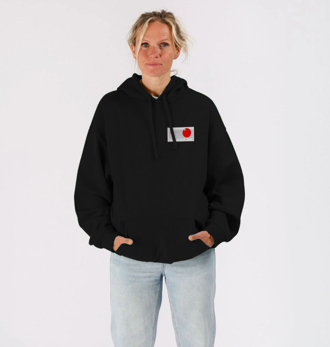 Collectors Limited Edition IK+ Logo Hoodie - Black with Large 22.9 cm High Stitched IK+ Logo on Back and Stitched System 3 Retro Planets Logo on Front