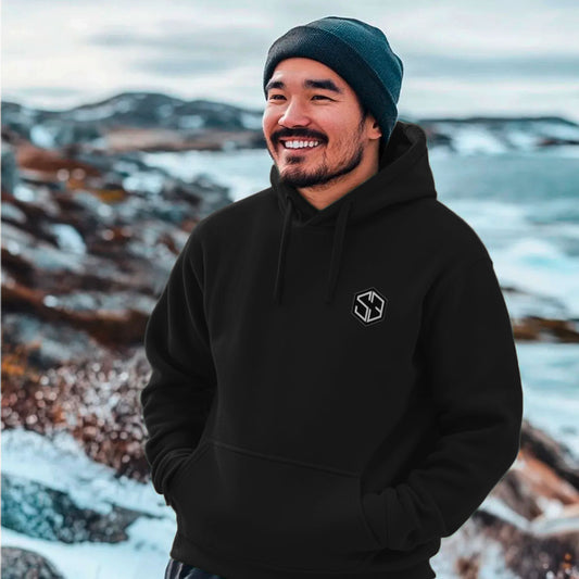 The Last Ninja™ Signature Plus Edition Hoodie Black – The Last Ninja Eyes and Logo on Back with System 3 Logo Stitched to the Front