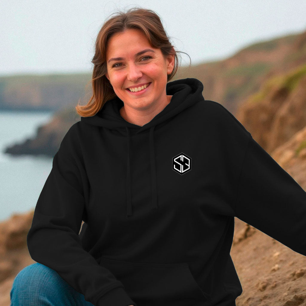 The Last Ninja™ Signature Plus Edition Hoodie Black – The Last Ninja Eyes and Logo on Back with System 3 Logo Stitched to the Front