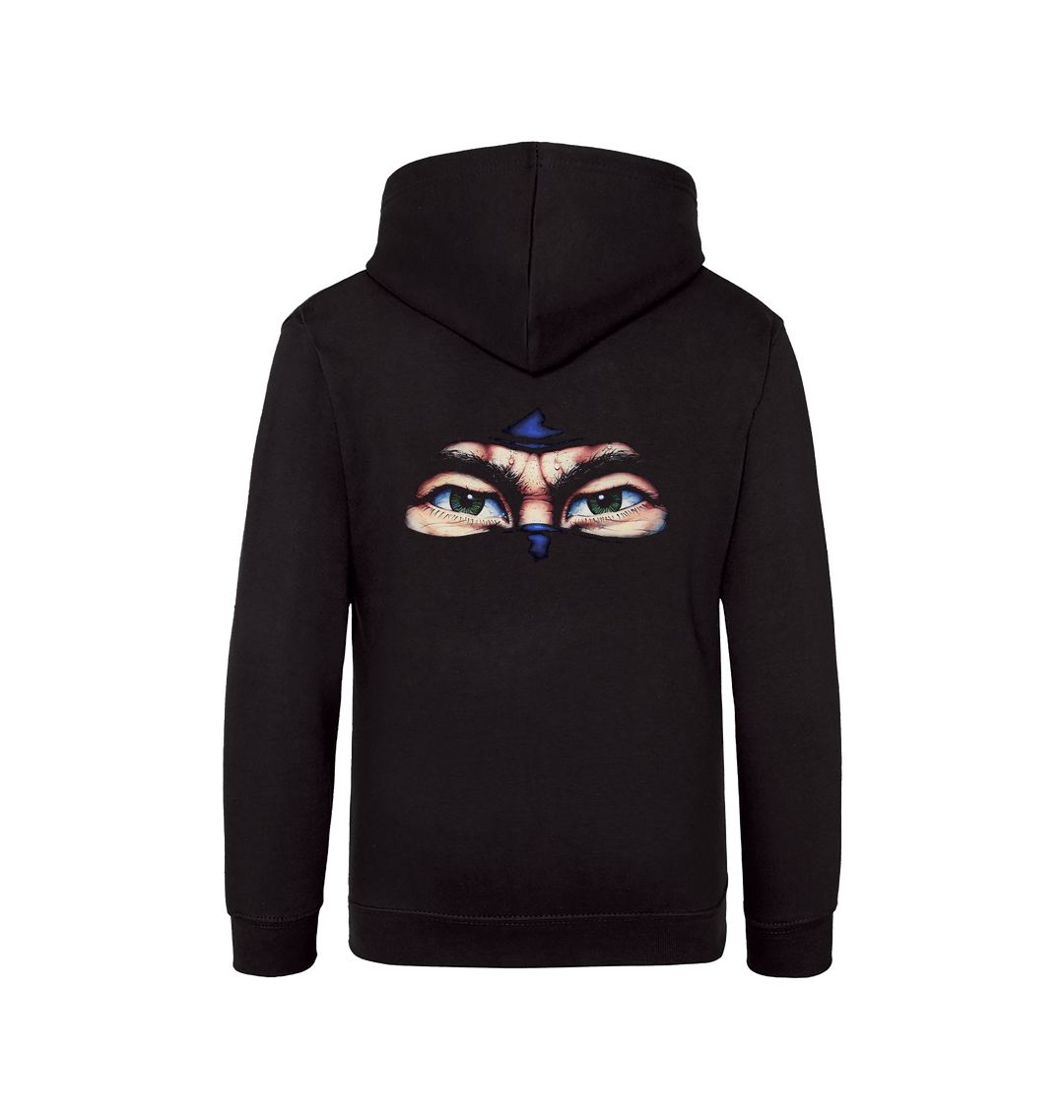 Jet Black Printed Kids Hoodie