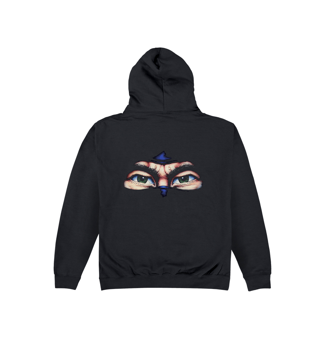 Jet Black Printed Hoody