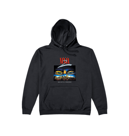 Jet Black Printed Hoody Front