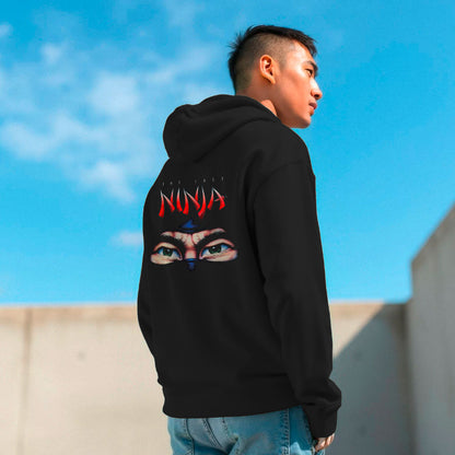 The Last Ninja™ Signature Plus Edition Hoodie Black – The Last Ninja Eyes and Logo on Back with System 3 Logo Stitched to the Front