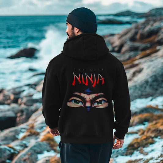 The Last Ninja™ Signature Plus Edition Hoodie Black – The Last Ninja Eyes and Logo on Back with System 3 Logo Stitched to the Front