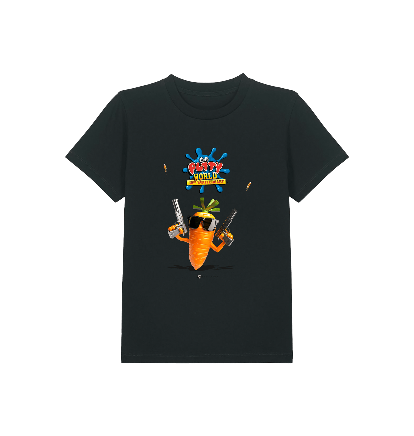 Black Printed Kids T-Shirt Front