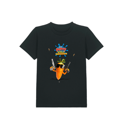 Black Printed Kids T-Shirt Front