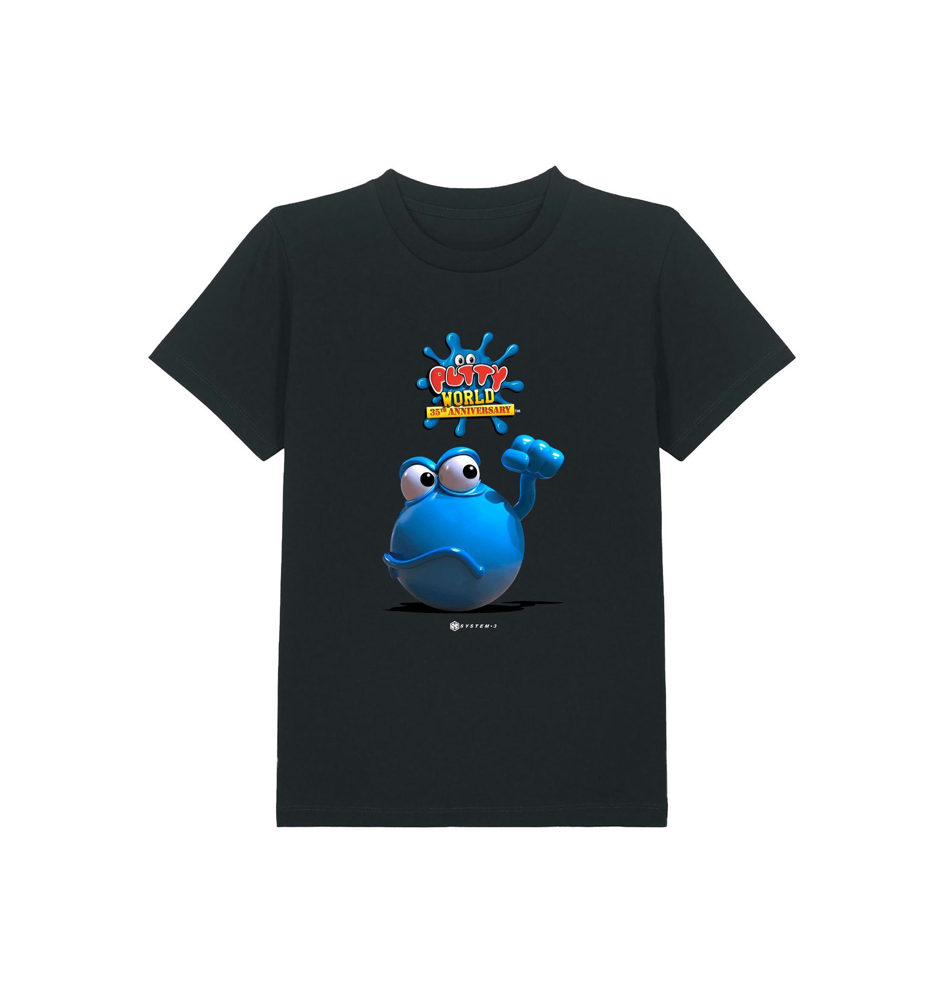 Black Printed Kids T-Shirt Front