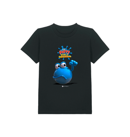 Black Printed Kids T-Shirt Front