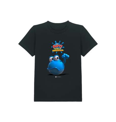 Black Printed Kids T-Shirt Front