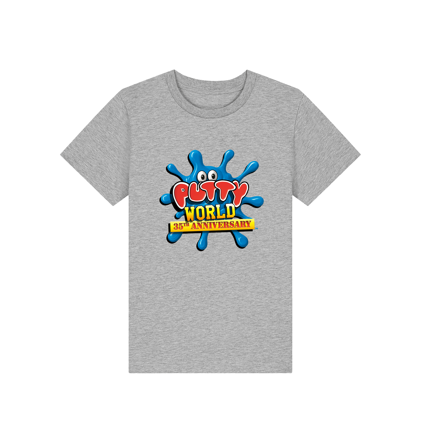 Heather Grey Printed Kids T-Shirt Front