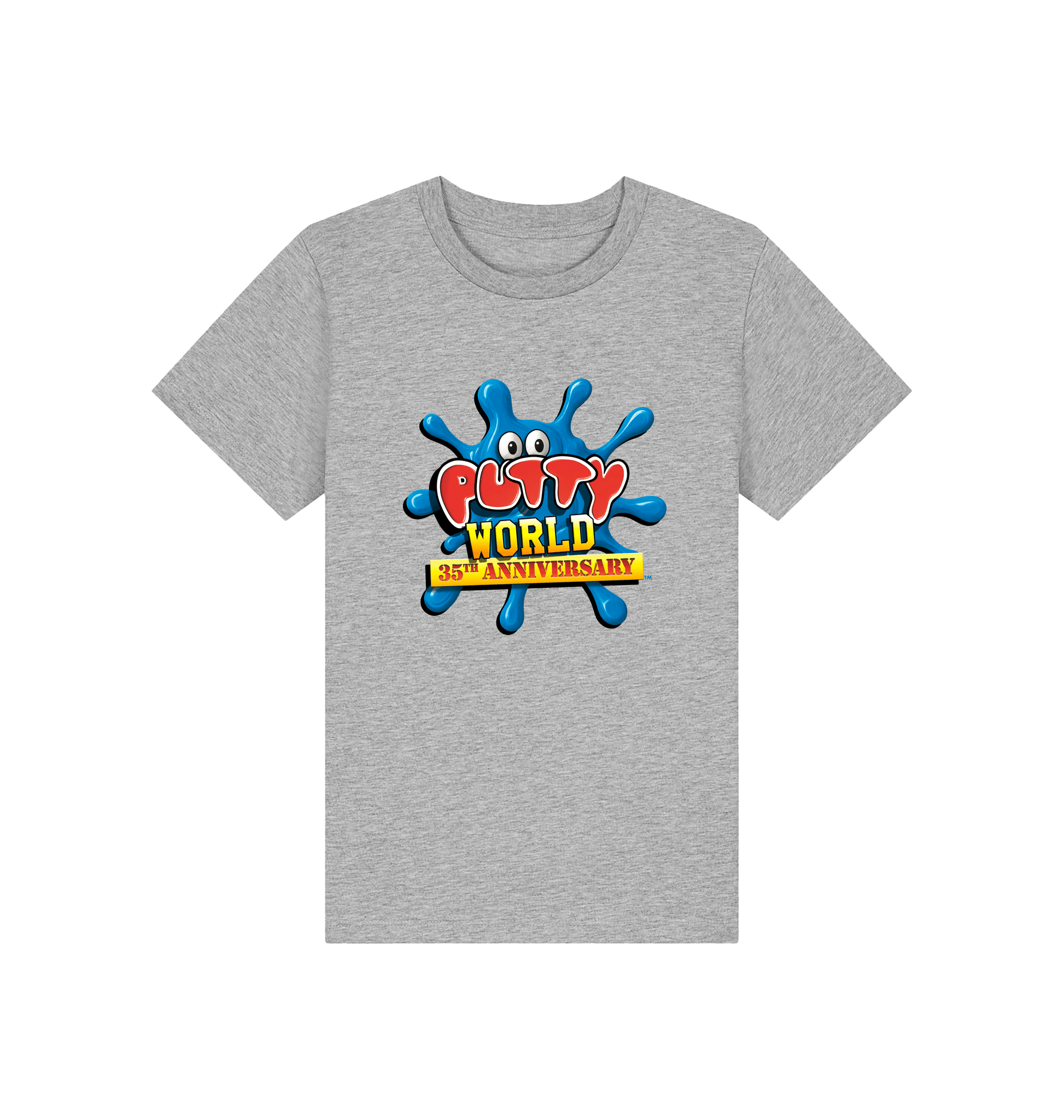 Heather Grey Printed Kids T-Shirt Front