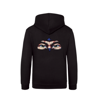 Jet Black Printed Kids Hoodie