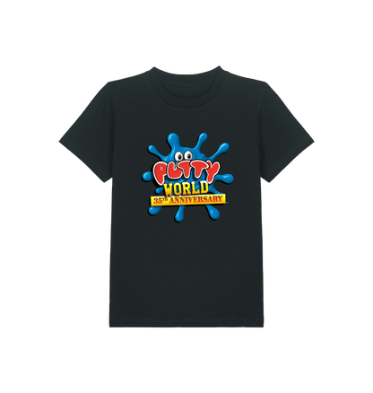 Black Printed Kids T-Shirt Front